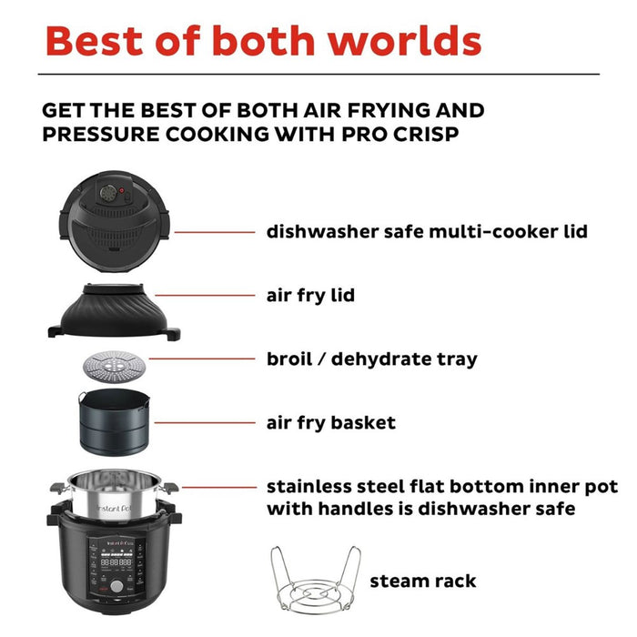 Instant Pot Pro Crisp & Air Fryer Multi-Use Pressure Cooker and Air Fryer - 8L