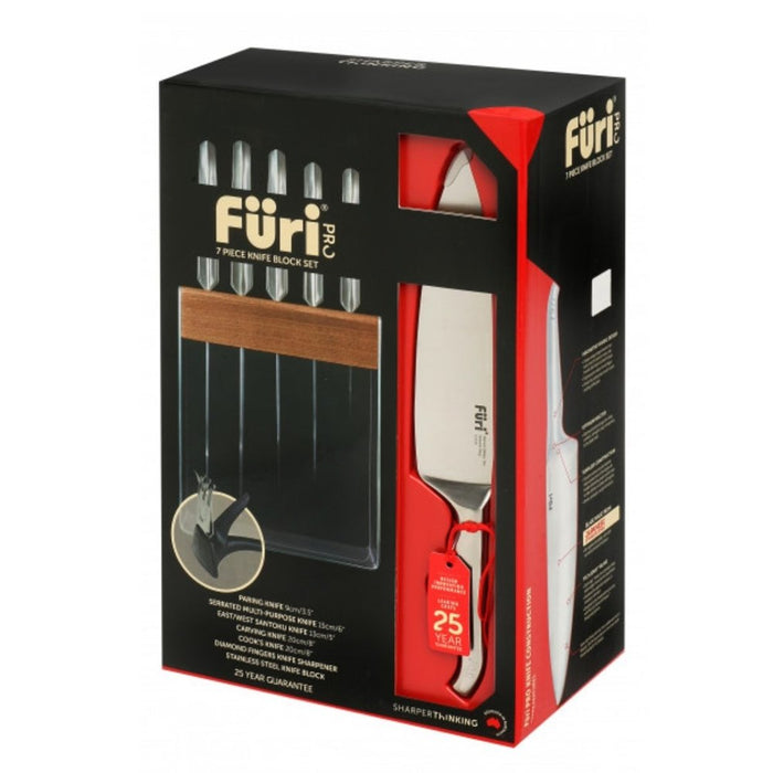 Furi PRO Stainless Steel Knife Block Set with Sharpener