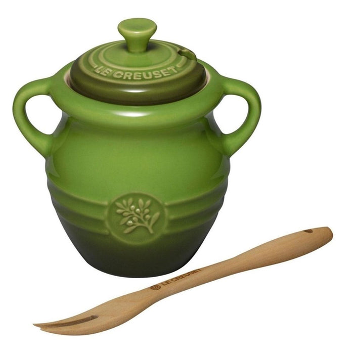 Le Creuset Stoneware Olive Jar with Fork