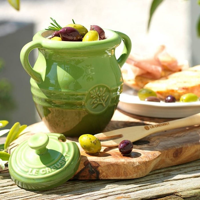 Le Creuset Stoneware Olive Jar with Fork