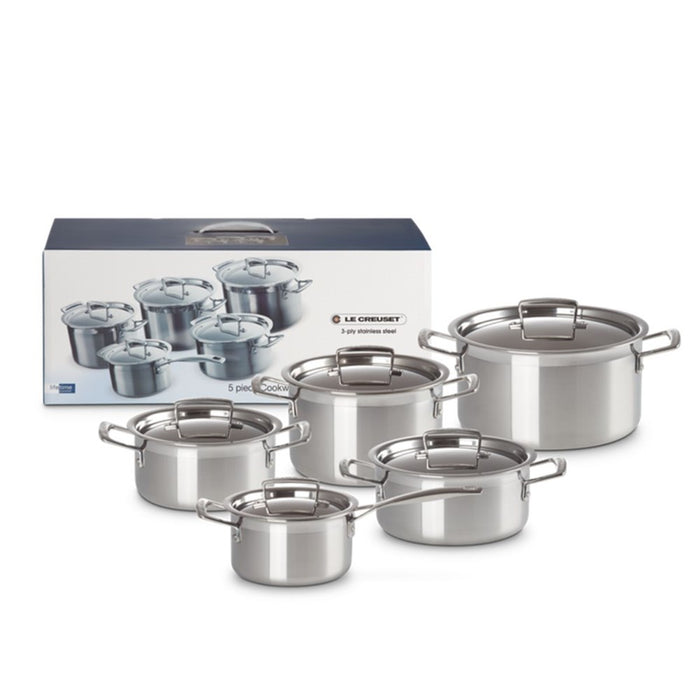 Le Creuset 3 Ply Stainless Steel Cookware Set - 5 Piece