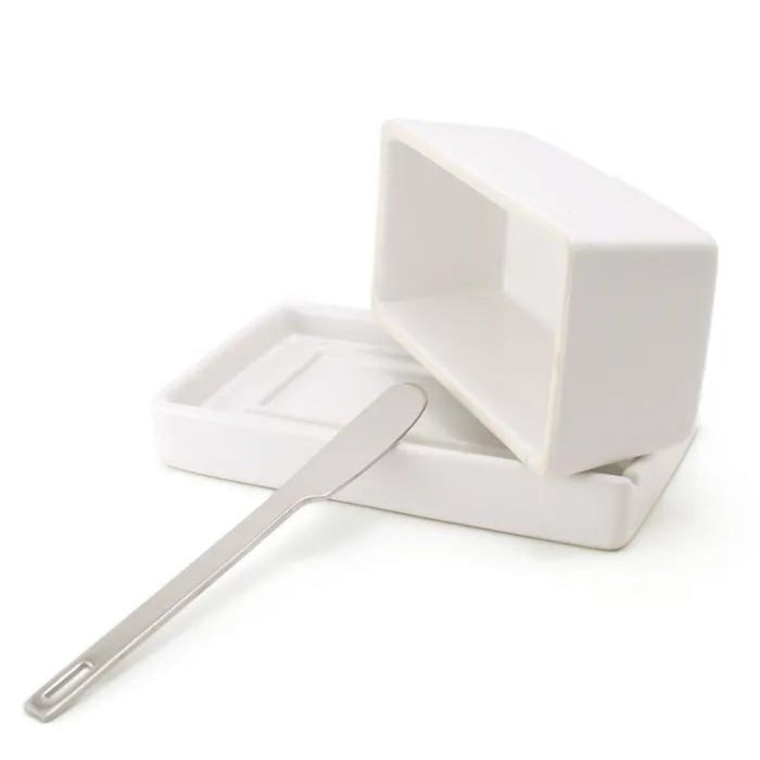 Zero Butter Dish White with Stainless Steel Knife