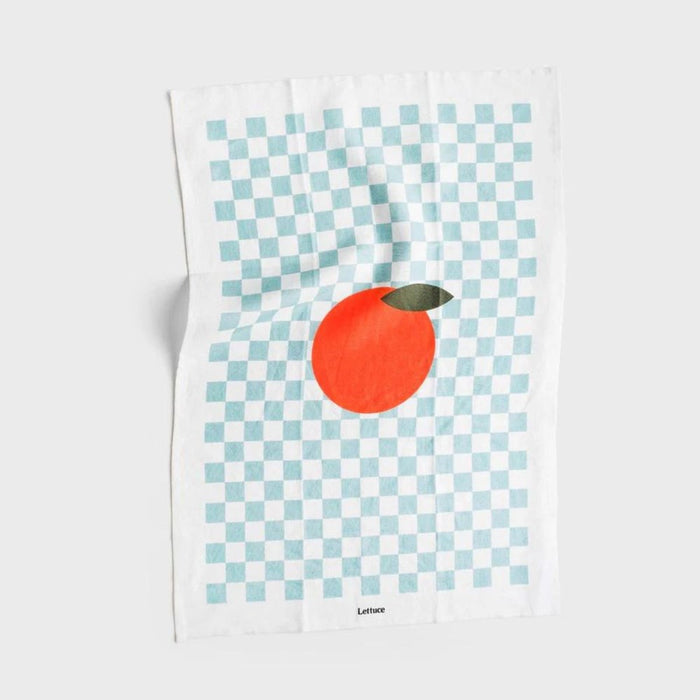 Lettuce Tea Towel - Micro Checkers Orange